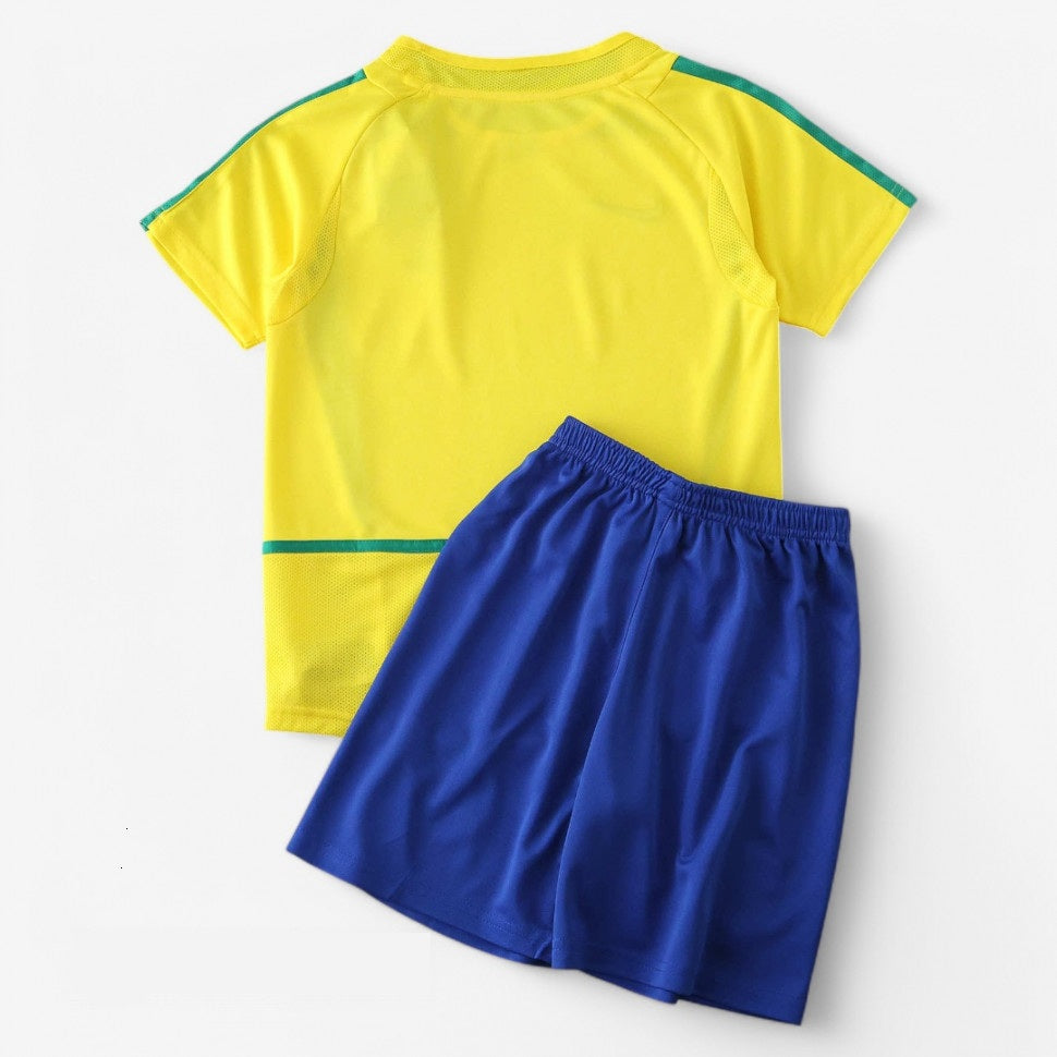 Brazil Retro Home 2002 Soccer - Kit Kids