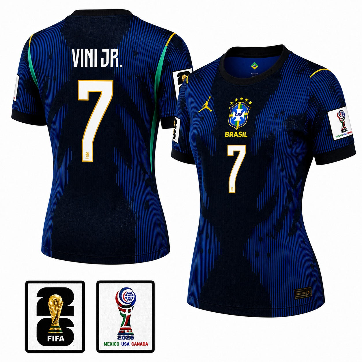 Brazil 2026 II Away Jersey Soccer Women #7 VINI JR. - Patch Fifa World Cup 2026