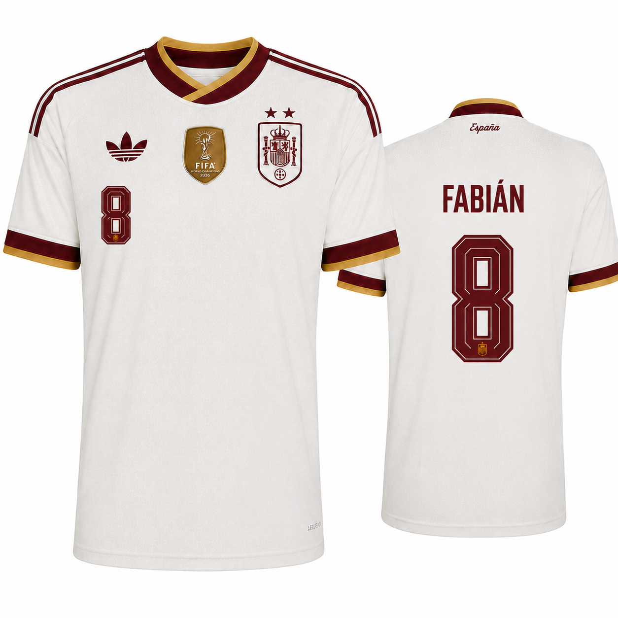 Spain 2026 Away Jersey Soccer Player FABIÁN #8 - World Cup 2026