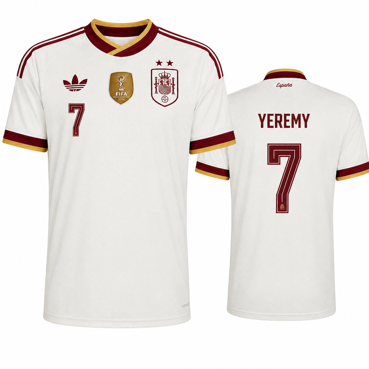 Spain 2026 Away Jersey Soccer Player YEREMY #7 - World Cup 2026