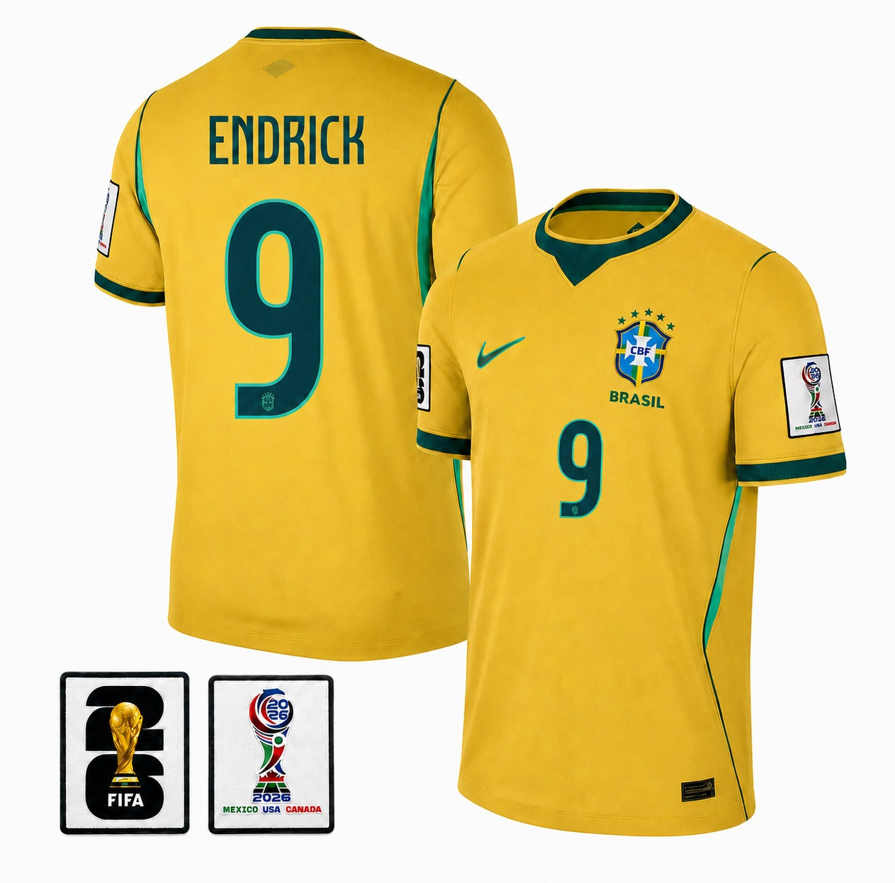 Brazil 2026 I Home Jersey Soccer #9 ENDRICK - Patch Fifa World Cup 2026