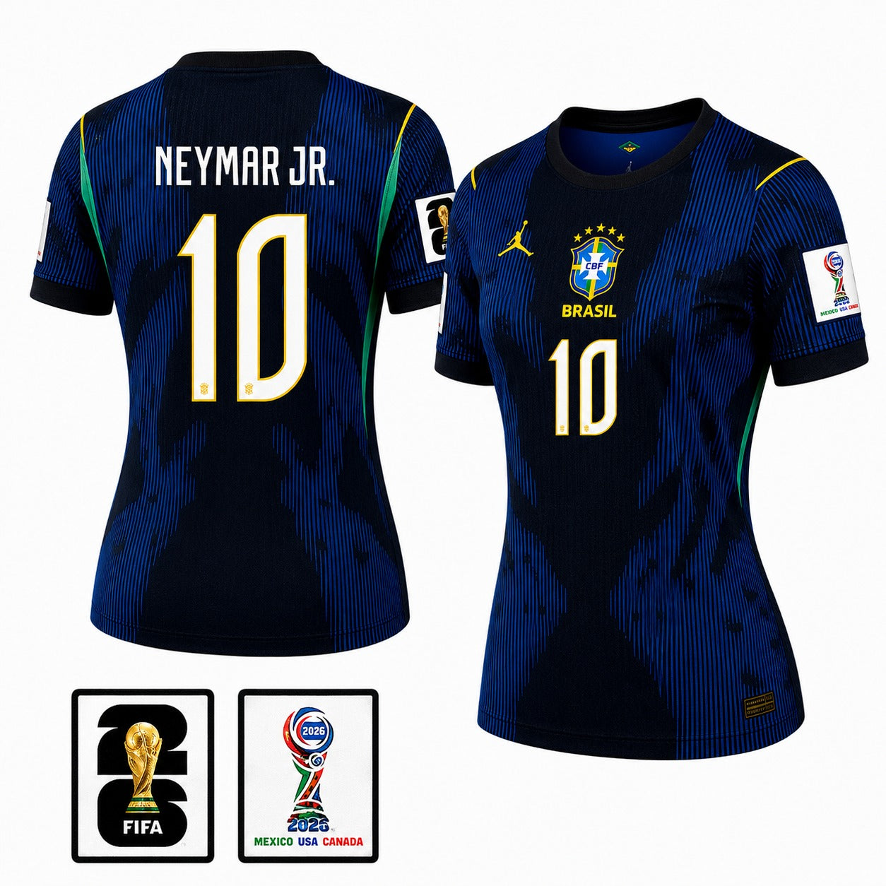 Brazil 2026 II Away Jersey Soccer Women #10 NEYMAR JR. - Patch Fifa World Cup 2026