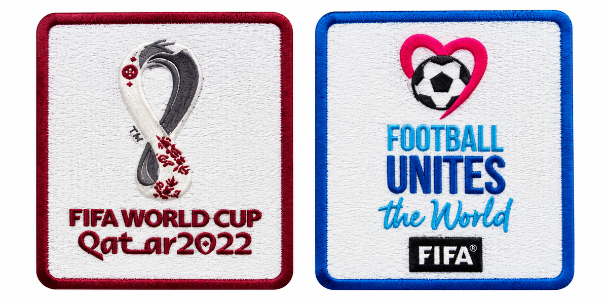 FIFA World Cup 2022 WHITE RED/BLUE Patches (2 pcs Β· Right + Left Sleeve)