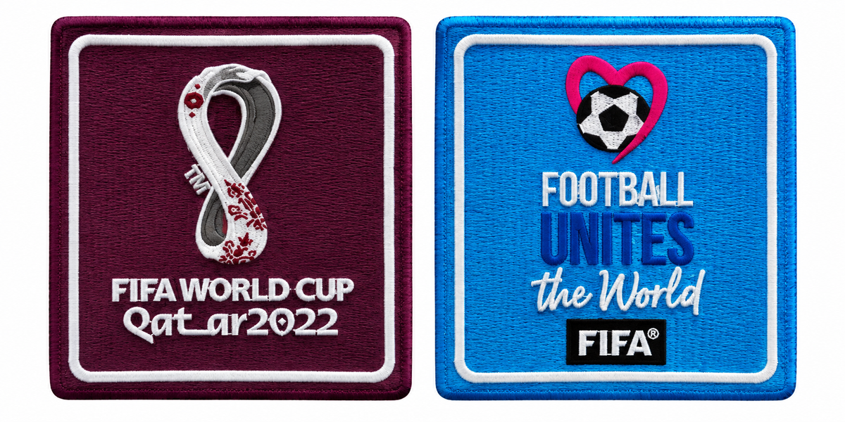 FIFA World Cup 2022 dark RED/BLUE Patches (2 pcs Β· Right + Left Sleeve)
