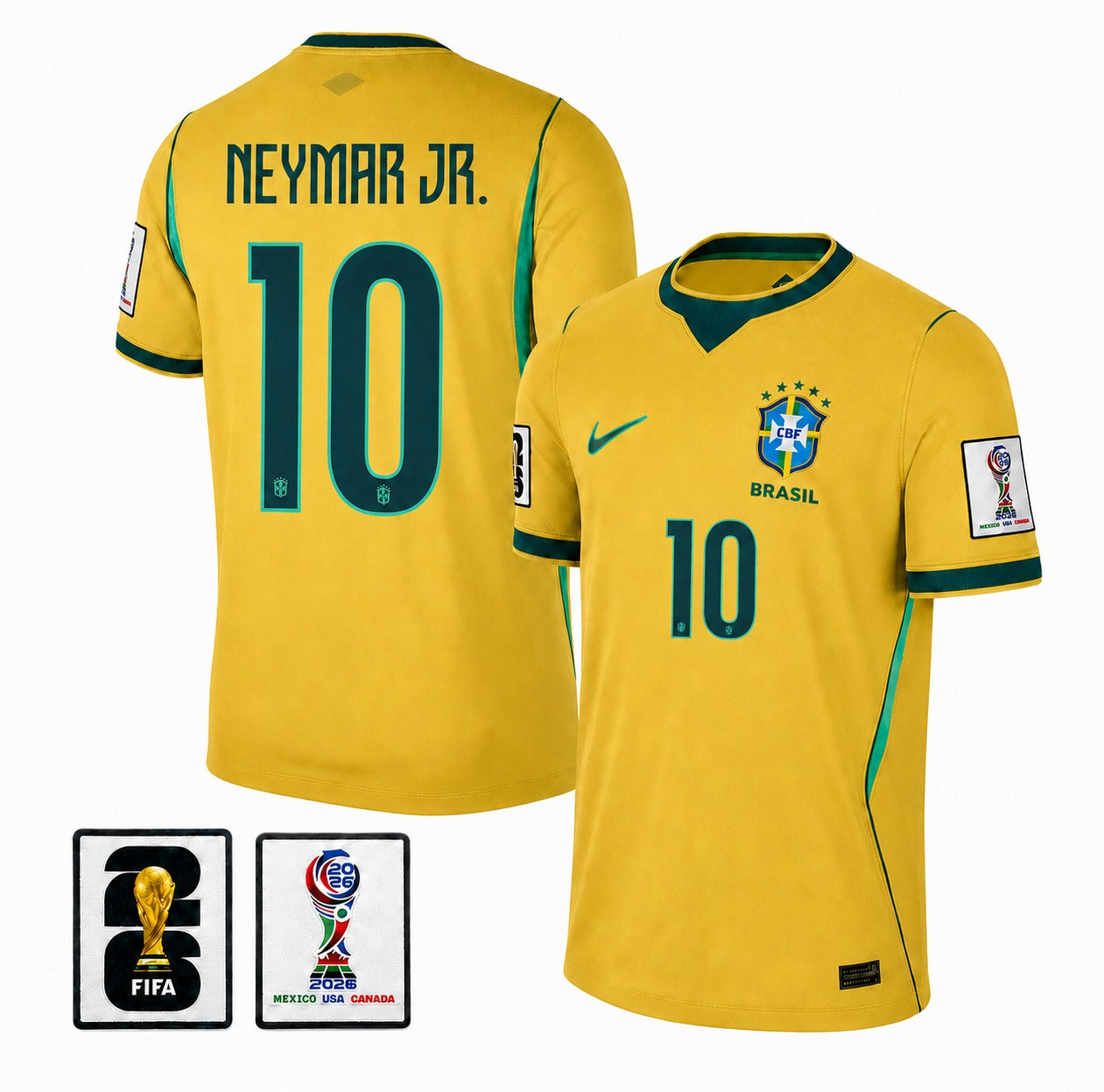 Brazil 2026 I Home Jersey Soccer #1O NEYMAR JR. - Patch Fifa World