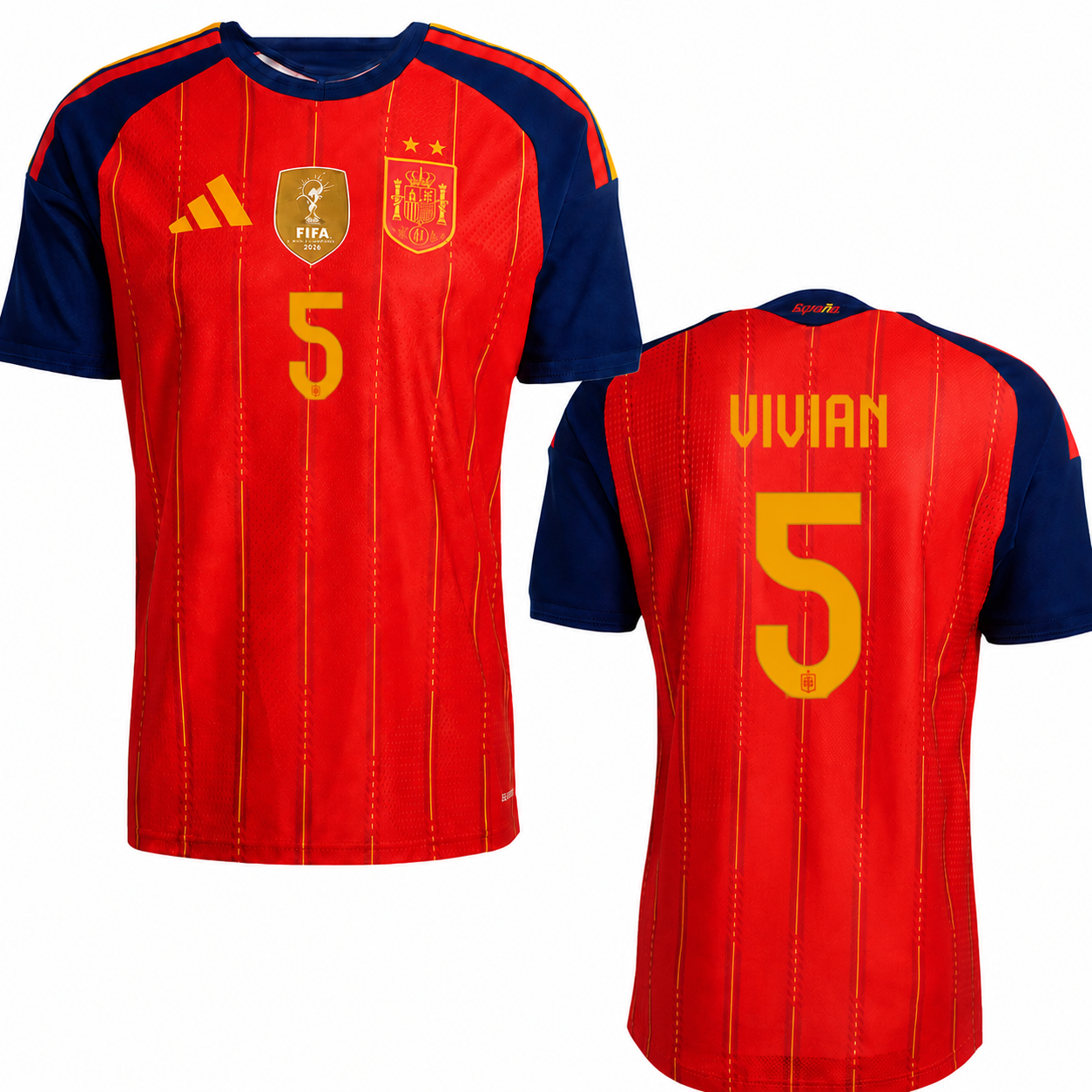 Spain 2026 Home Jersey Soccer Player VIVIAN #5 - World Cup 2026