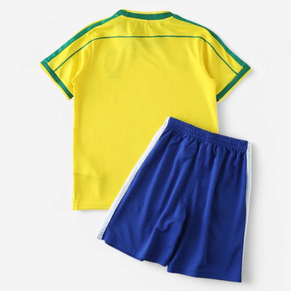 Brazil Retro Home 1998 Soccer - Kit Kids