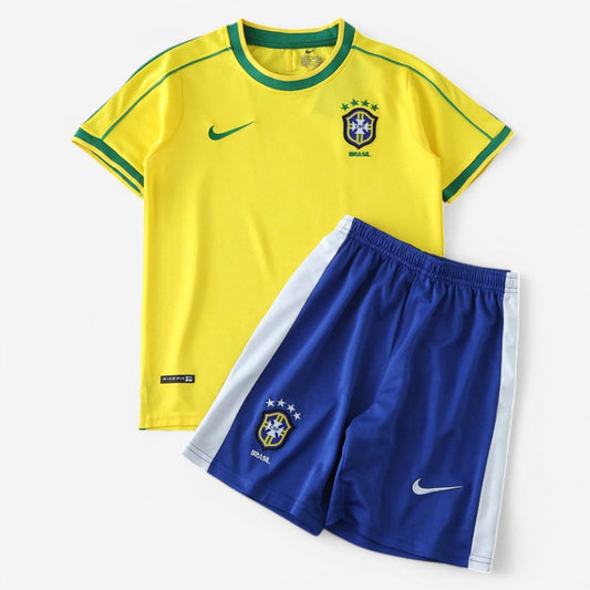 Brazil Retro Home 1998 Soccer - Kit Kids