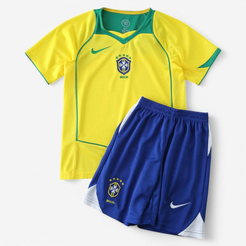 Brazil Retro Home 2004 Soccer - Kit Kids