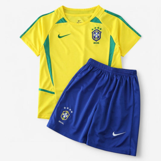 Brazil Retro Home 2002 Soccer - Kit Kids
