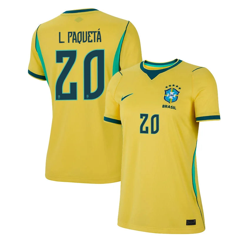 Brazil 2026 Home Jersey SoccerL. Paquetá #20  Women - World Cup 2026