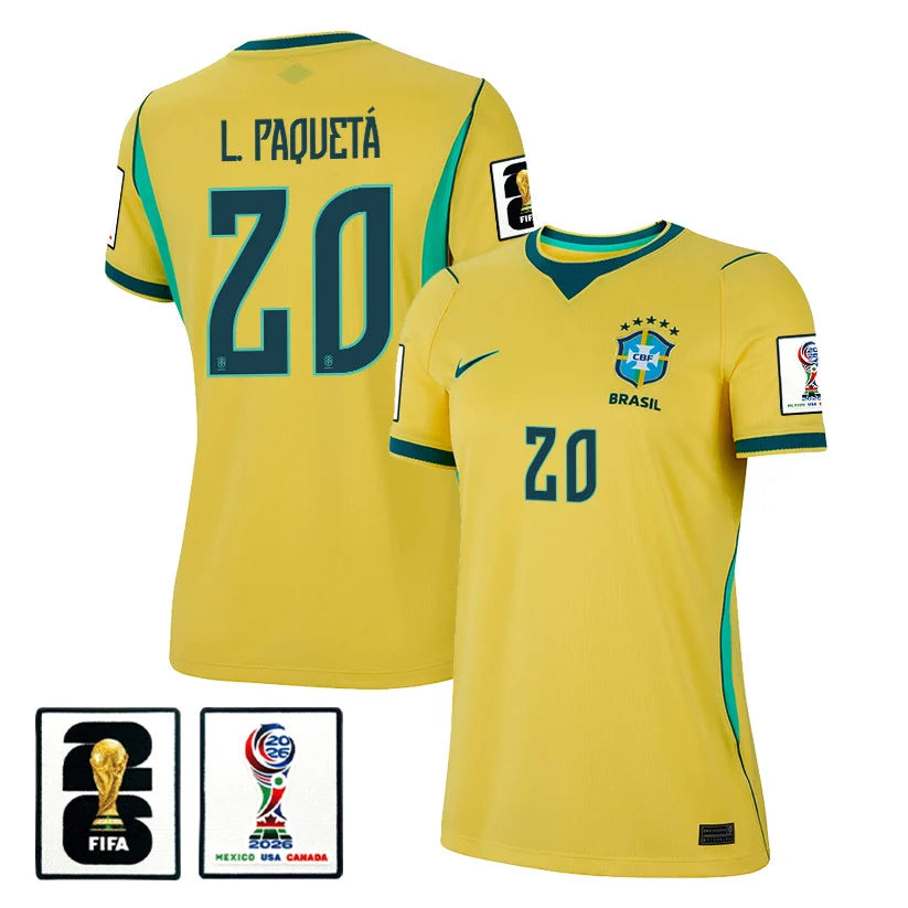 Brazil 2026 Home Jersey SoccerL. Paquetá #20  Women - World Cup 2026