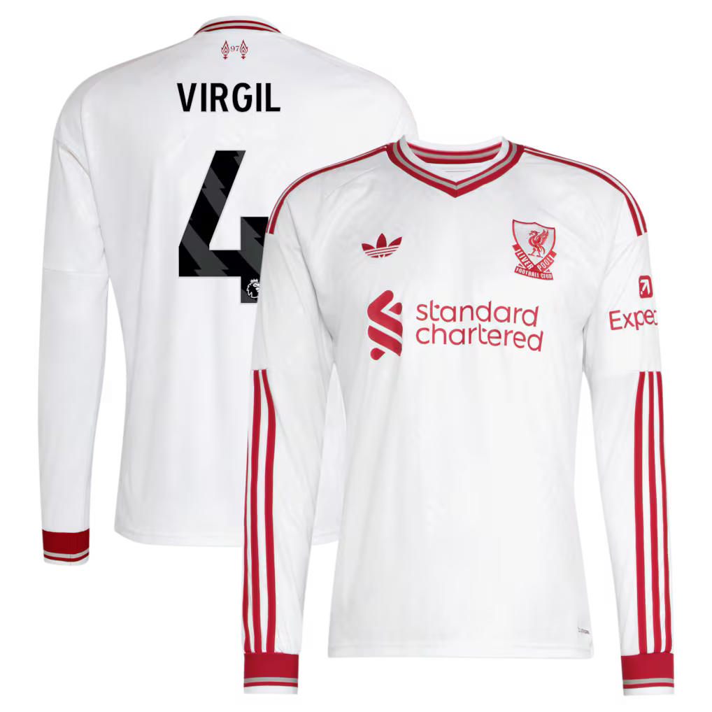 Liverpool Away VIRGIL 4 Long Sleeve Jersey 26-27
