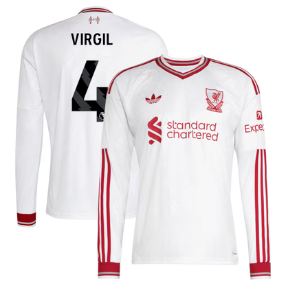 Liverpool Away VIRGIL 4 Long Sleeve Jersey 26-27