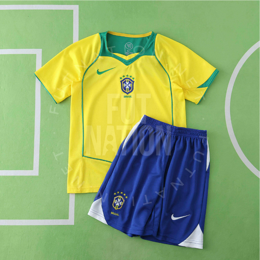 Brazil Retro Home 2004 Soccer - Kit Kids