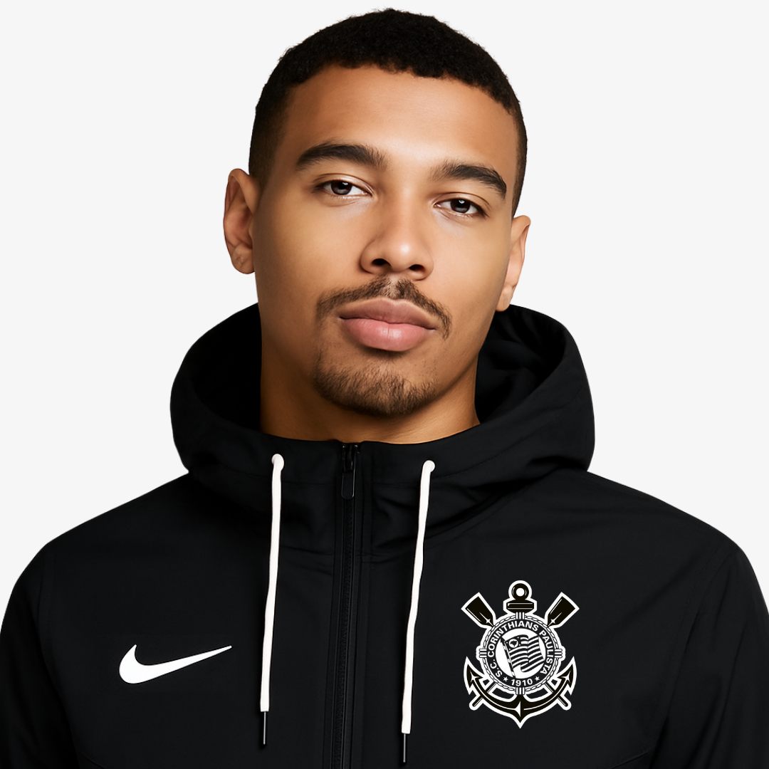Corinthians 2025 Windbreaker Hoodie Jacket Black