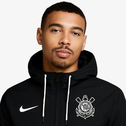 Corinthians 2025 Windbreaker Hoodie Jacket Black