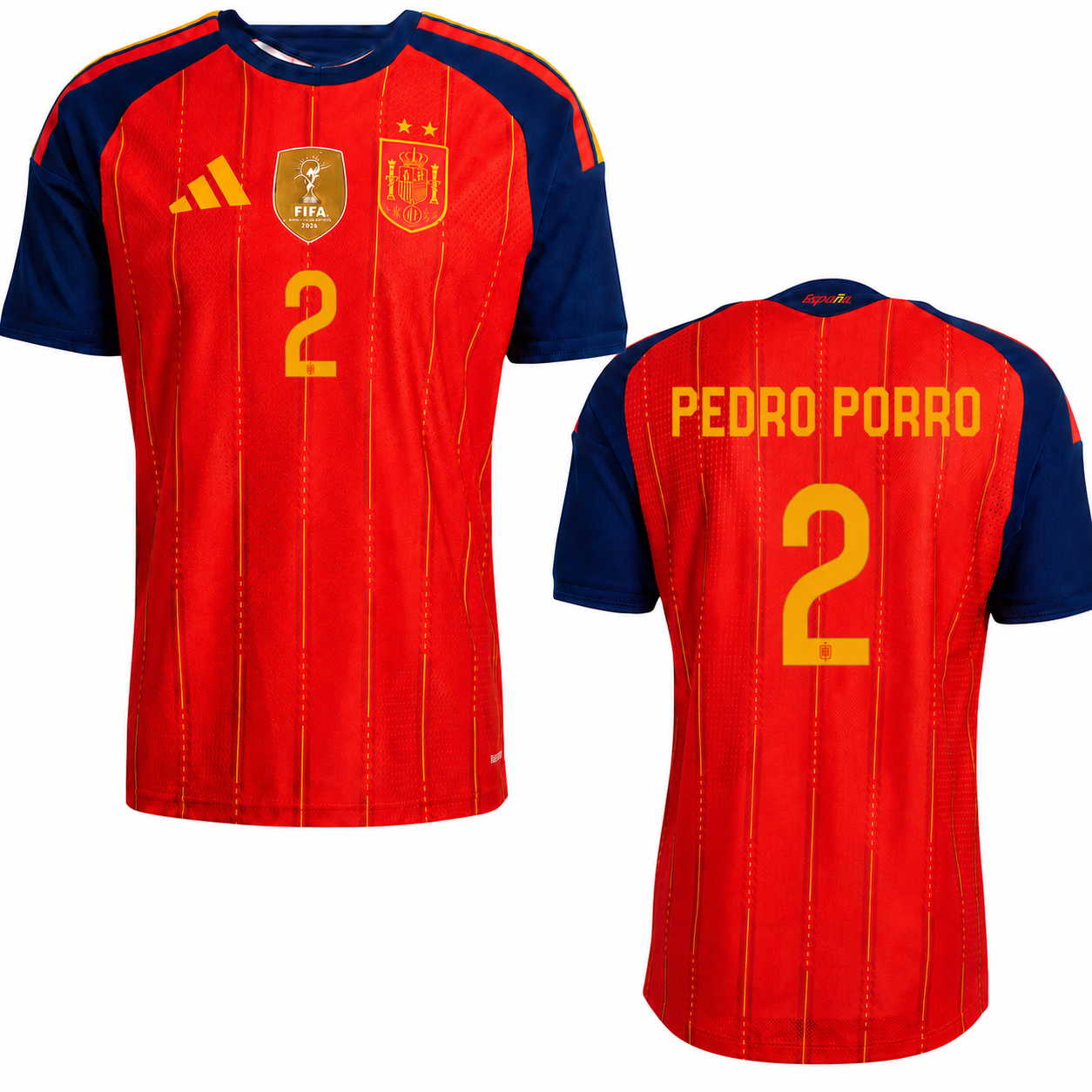 Spain 2026 Home Jersey Soccer Player PEDRO PORRO #2 - World Cup 2026