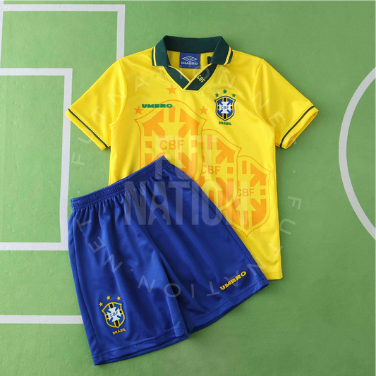 Brazil Retro Home 1994 Soccer - Kit Kids