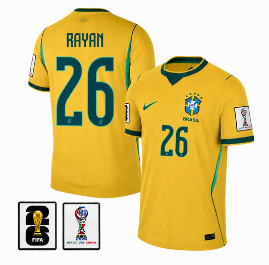 Brazil 2026 I Home Jersey Soccer #26 RAYAN - Patch Fifa World Cup 2026