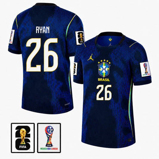 Brazil 2026 II Away Jersey Soccer #26 RAYAN - Patch Fifa World Cup 2026