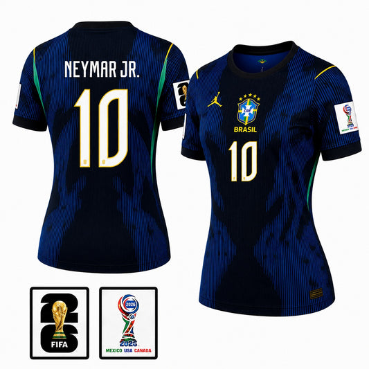 Brazil 2026 II Away Jersey Soccer Women #10 NEYMAR JR. - Patch Fifa World Cup 2026