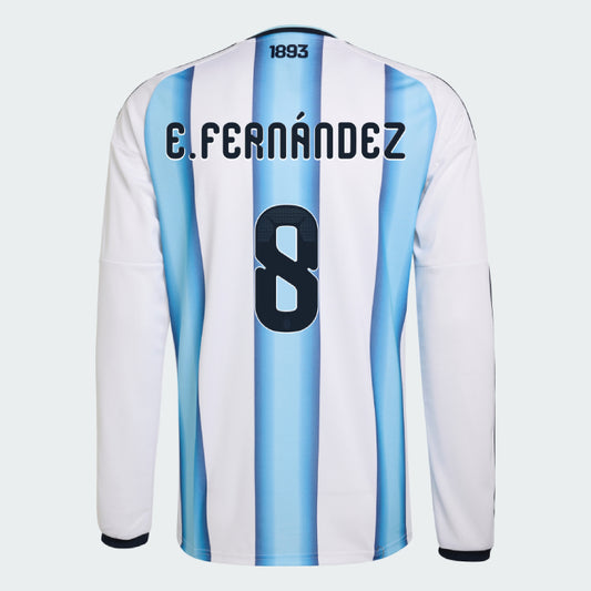 Argentina 2026 Home E. FERNÁNDEZ #8 Long Sleeve - WORLD CUP 2026