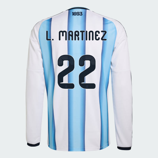 Argentina 2026 Home L. MARTINEZ #22 Long Sleeve - WORLD CUP 2026
