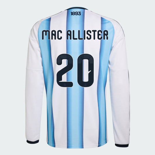 Argentina 2026 Home MAC ALLISTER #20 Long Sleeve ( Player Version ) - WORLD CUP 2026