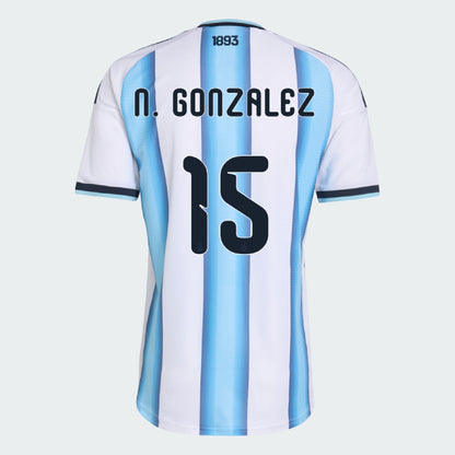 Argentina 2026 I Home Jersey Soccer Player N. GONZALEZ #15 - World Cup 2026