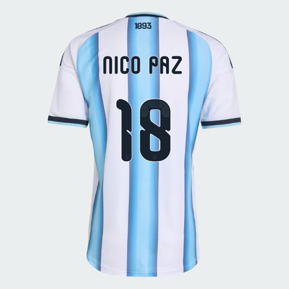 Argentina 2026 I Home Jersey Soccer Player NICO PAZ #18 - World Cup 2026