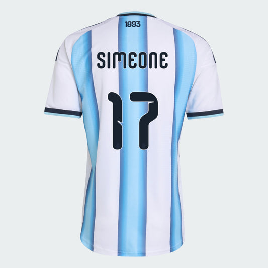 Argentina 2026 I Home Jersey Soccer Player SIMEONE #17 - World Cup 2026