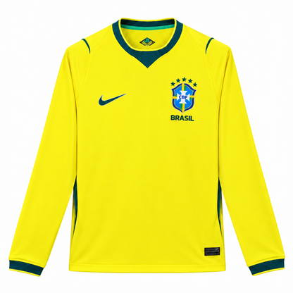 Brazil Home Long Sleeve Jersey 26-27