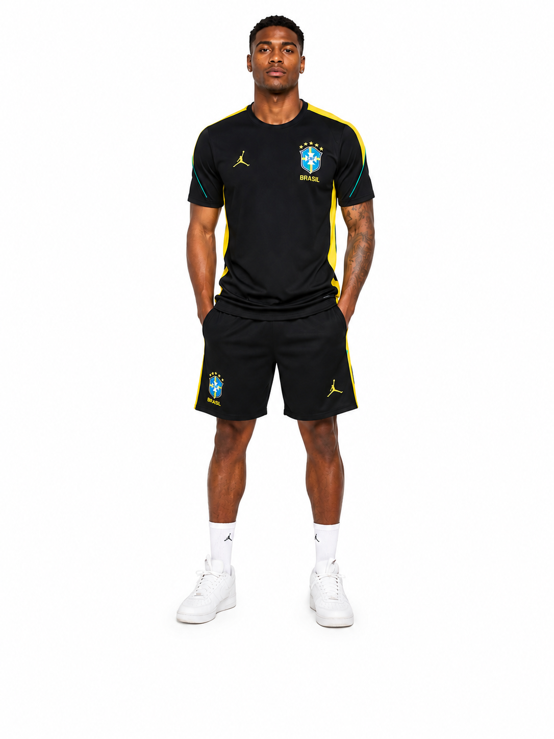 Brazil Short Training Suit Jordan Black - Yellow 2026 - FIFA World Cup