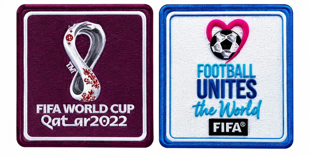 FIFA World Cup 2022 dark RED/ white BLUE Patches (2 pcs · Right + Left Sleeve)