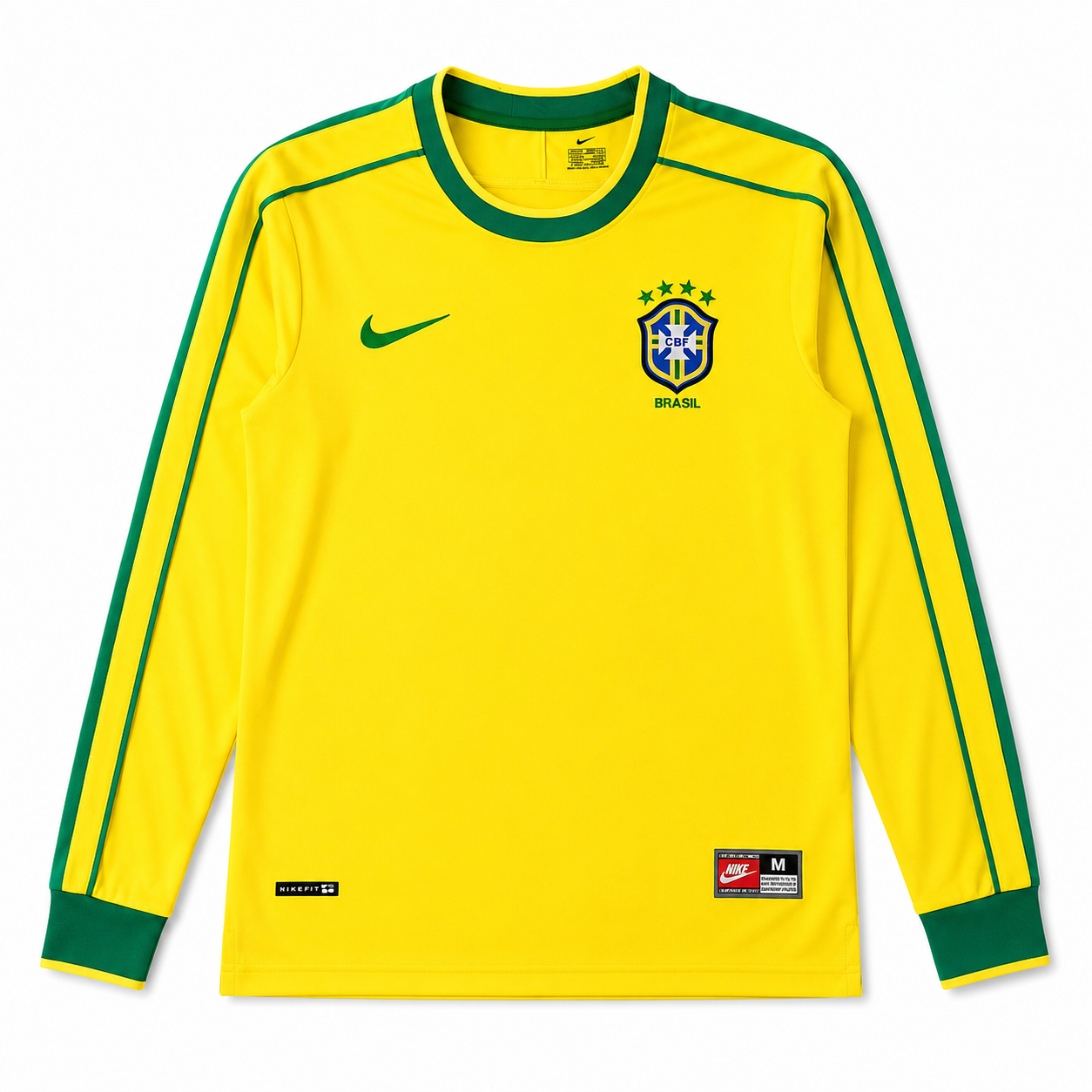 Brazil Home 1998 Long Sleeve Jersey Soccer - Retro Version