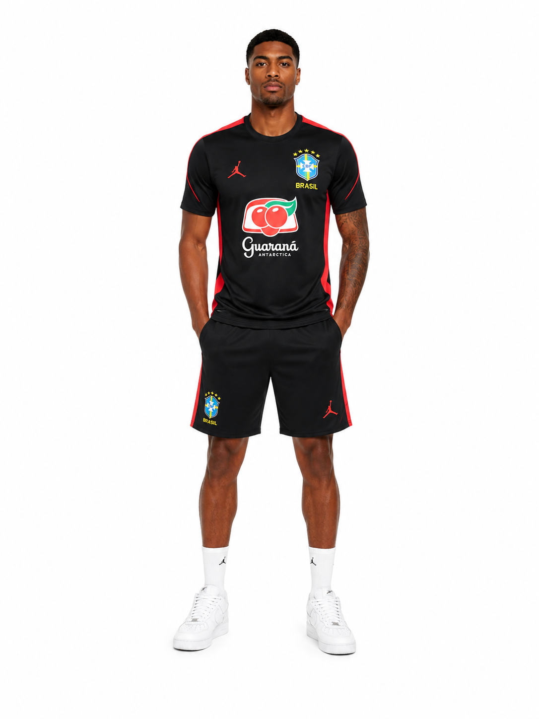 Brazil Short Training Suit Jordan Black - Red 2026 - FIFA World Cup