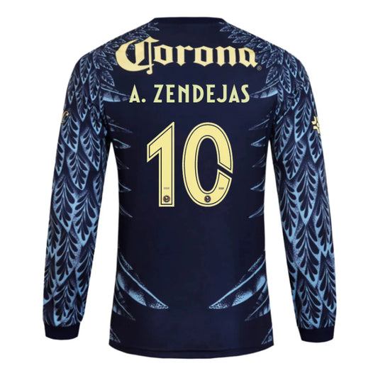 Club América Away A. ZENDEJAS 10 Long Sleeve Jersey 25-26