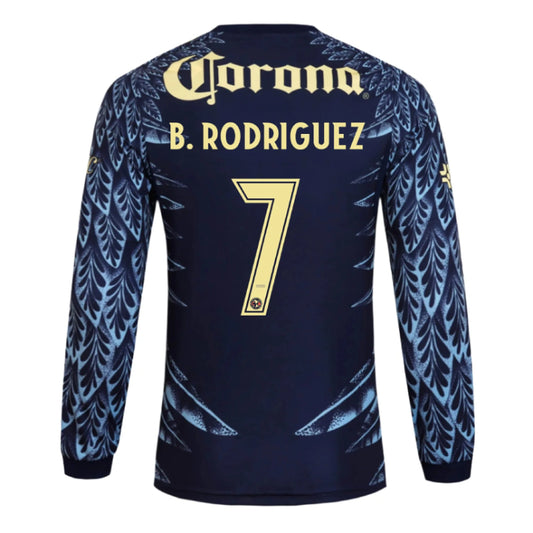 Club América Away B. RODRIGUEZ 7 Long Sleeve Jersey 25-26