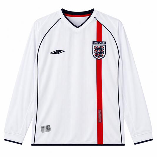 England Home Retro Long Sleeve Jersey 2002