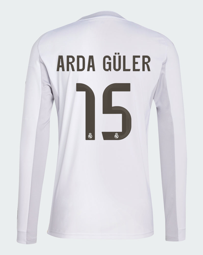 Real Madrid Home Arda Güler 15 Long Sleeve Jersey 25-26