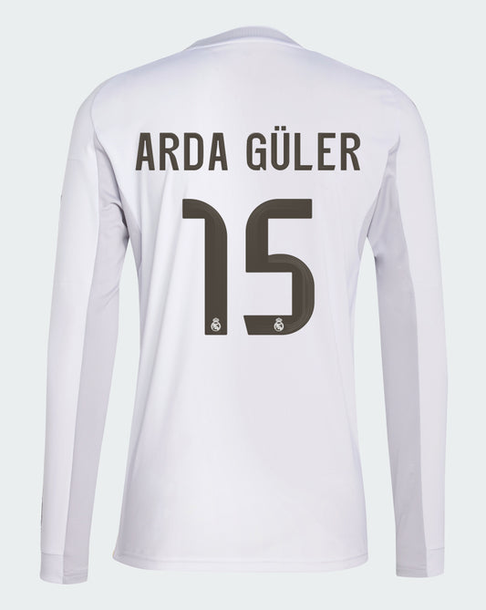 Real Madrid Home Arda Güler 15 Long Sleeve Jersey 25-26
