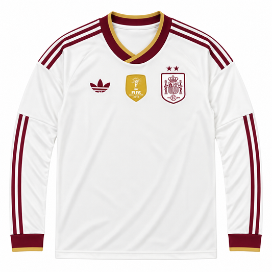 Spain Away Jersey Long Sleeve 2 Stars Champions 26-27