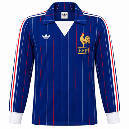 France Home Long Sleeve Retro Jersey 1980-84