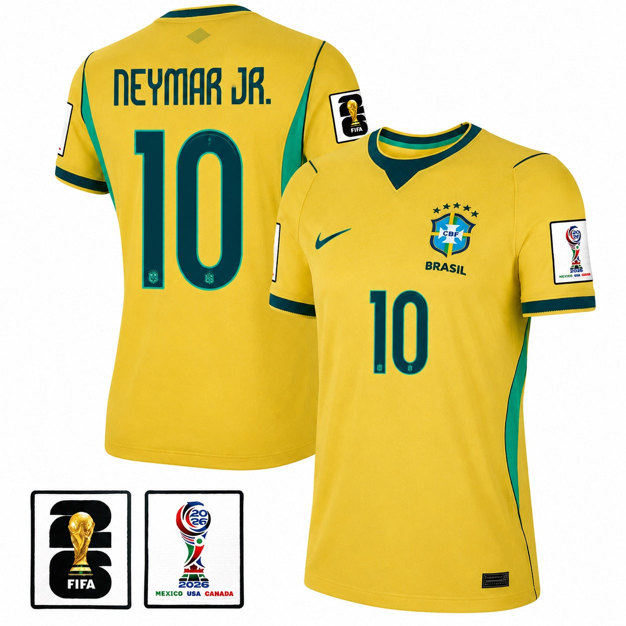 Brazil 2026 I Home Jersey Soccer Women #10 NEYMAR JR. - Patch Fifa World Cup 2026