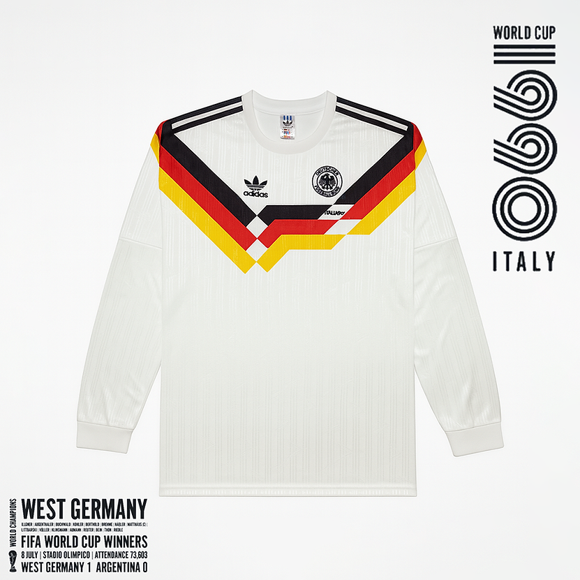 Germany Home Long Sleeve Retro Jersey 1990
