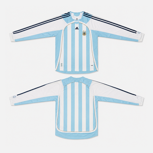 Argentina Home Retro Long Sleeve Jersey 2006