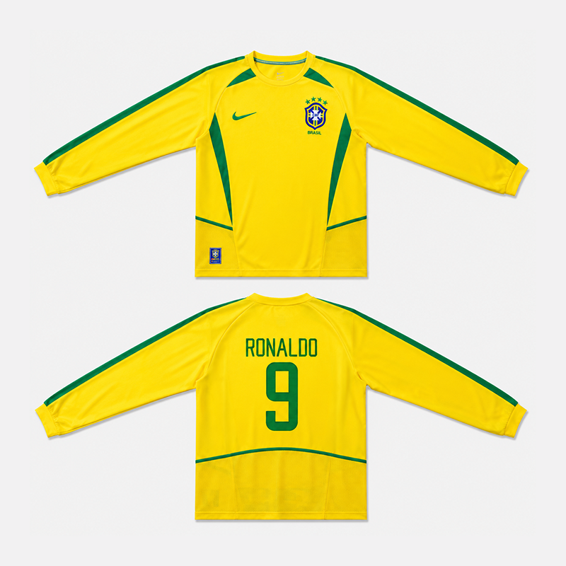 Brazil Home Retro Long Sleeve Jersey 2002
