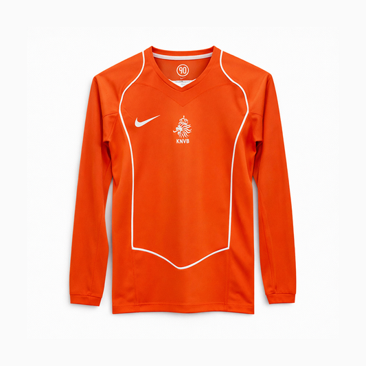 Netherlands Home Retro Long Sleeve Jersey 2004