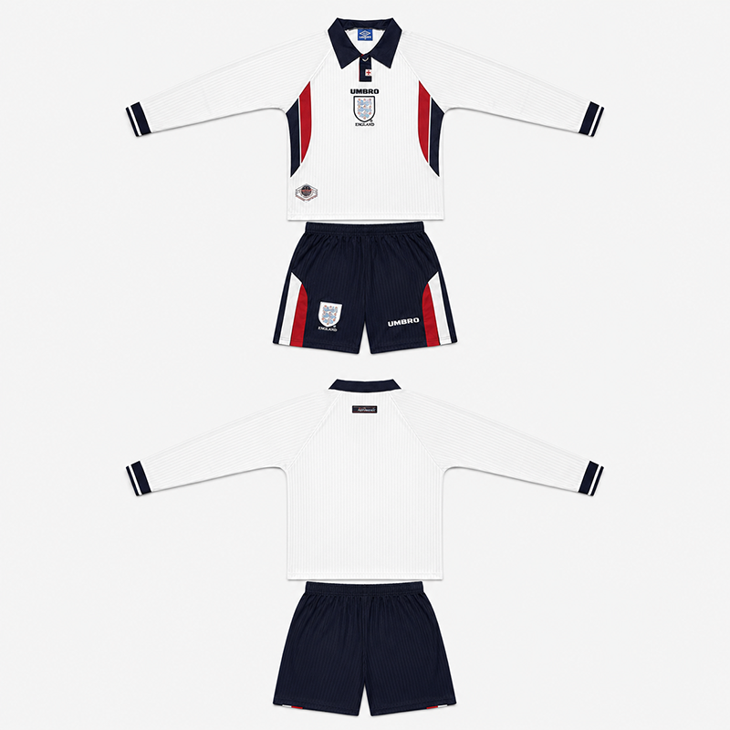 England Home Retro Long Sleeve Kids Kit 1998